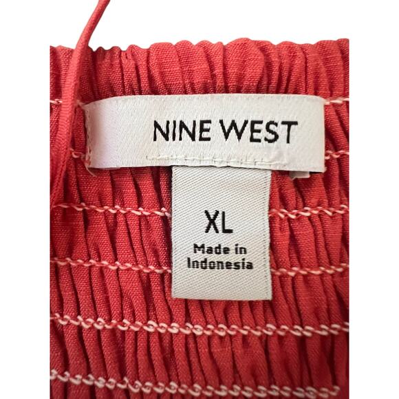 SOLD Nine West Twist Front High Low Midi Dress Pink Red A-Line Cutout Beachy XL - Picture 11 of 11